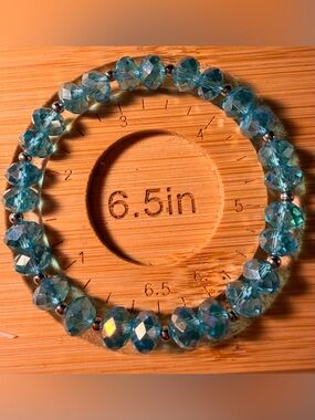 Teal Faceted Crystal Stretch Bracelet